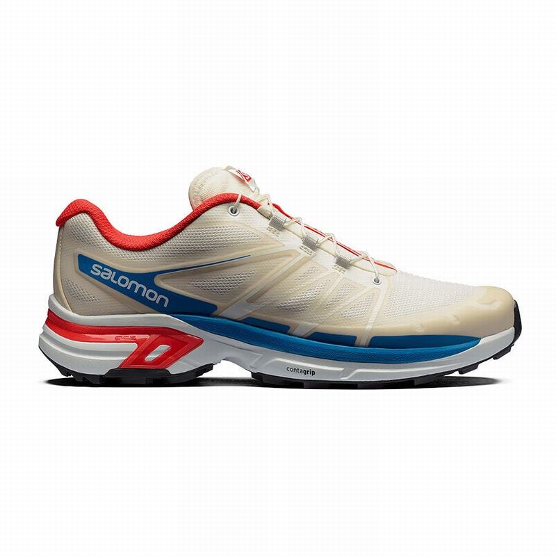 Salomon Singapore Mens Trail Running Shoes - XT-WINGS 2 Beige/Red | 73825-GJMQ